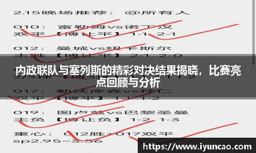 内政联队与塞列斯的精彩对决结果揭晓，比赛亮点回顾与分析